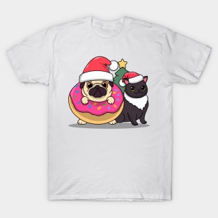 Dog and cats dressed as Christmas T-Shirt